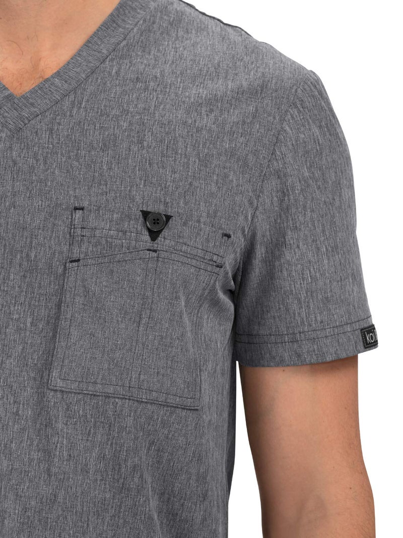 KOI Basics for Men 668 Bryan Top (Heather Grey, Large) - Image 3